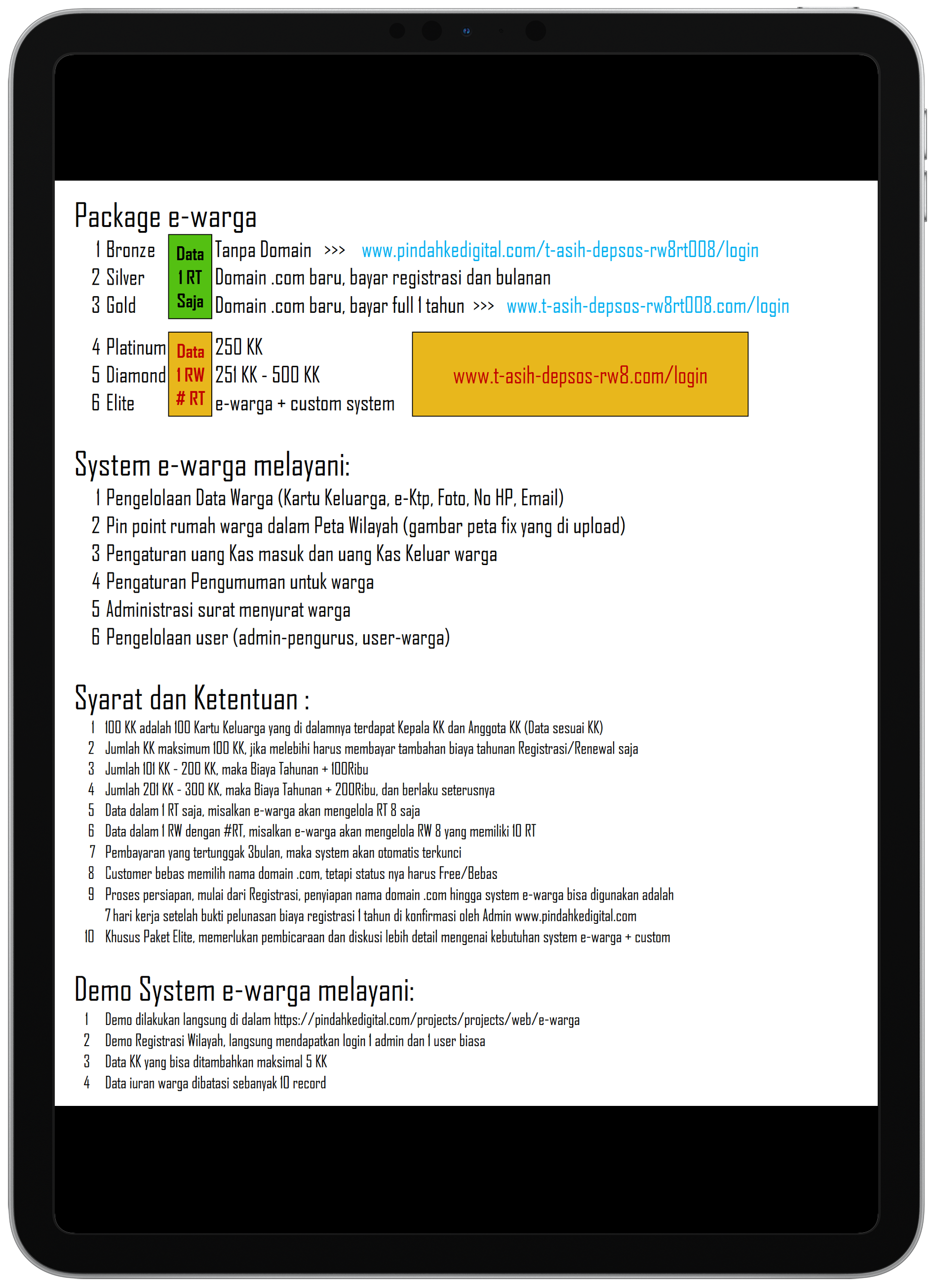 Detail Paket Berlangganan E-Warga